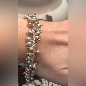 Sterling and gold colored ball bracelet, 7”